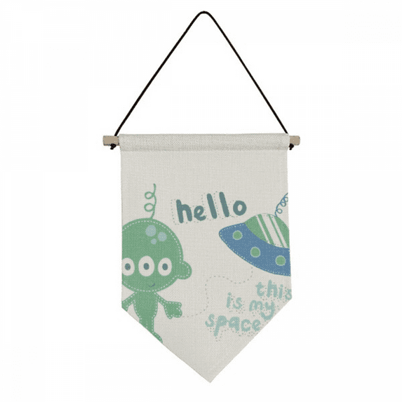 Universe And Alien Hello Alien Canvas Flag Hanging Wall Art Decor Banner