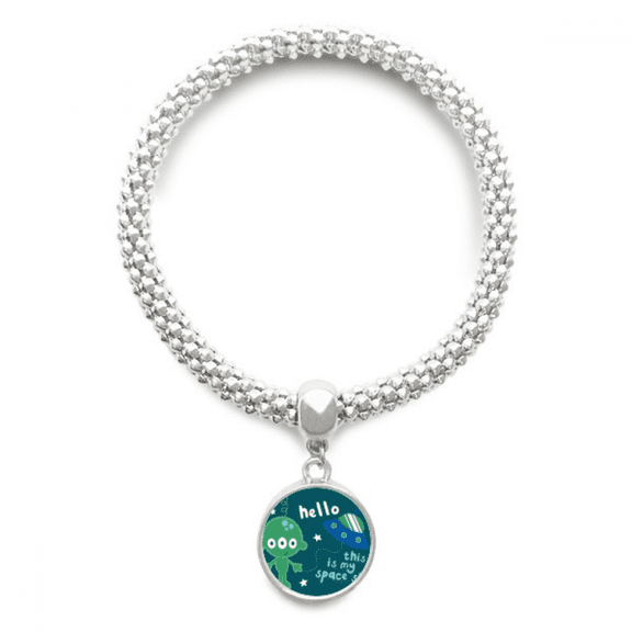 Universe And Alien Hello Alien Sliver Bracelet Pendant Jewelry Chain Adjustable Bangle