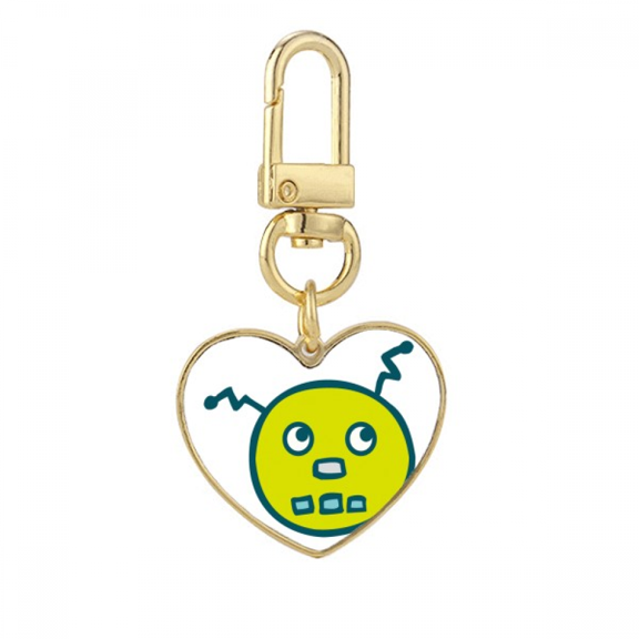Universe And Alien Robot Art Deco Fashion Gold Heart Keychain Metal Keyring Holder