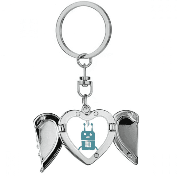 Universe And Alien Robot Art Deco Fashion Heart Angel Wing Key Chain Holder