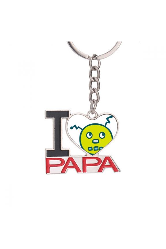 Universe And Alien Robot Art Deco Fashion Keychain Metal Keyring Holder Love PAPA Father