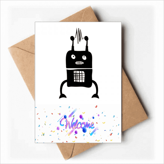 Universe And Alien Robot Art Deco Fashion Welcome Back Greeting Cards Envelopes Blank