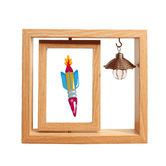 Universe And Alien Rocket Wooden Rotating Picture Photo Frame 4x6