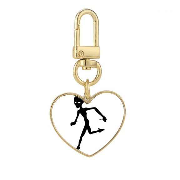 Universe And Alien Running Alien Gold Heart Keychain Metal Keyring Holder
