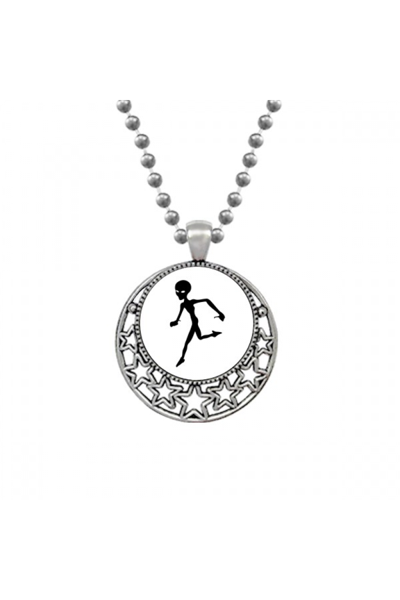 Universe And Alien Running Alien Necklaces Pendant Retro Moon Stars Jewelry