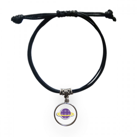 Universe And Alien Saturn Bracelet Leather Rope Wristband Black Jewelry