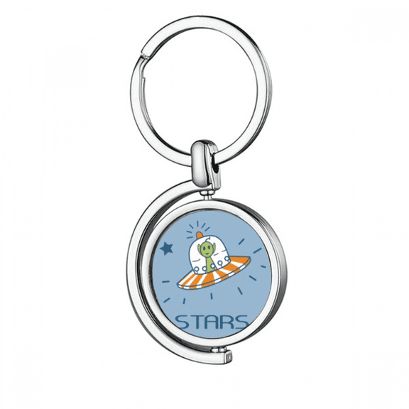 Universe And Alien Travel Among Stars Rotating Keychain Metal Keyring Holder