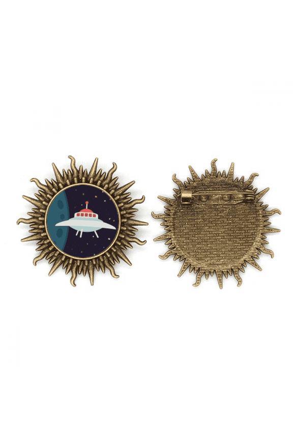 Universe And Alien UFO Art Deco Fashion Metall Sonne Brosche Haken Pin