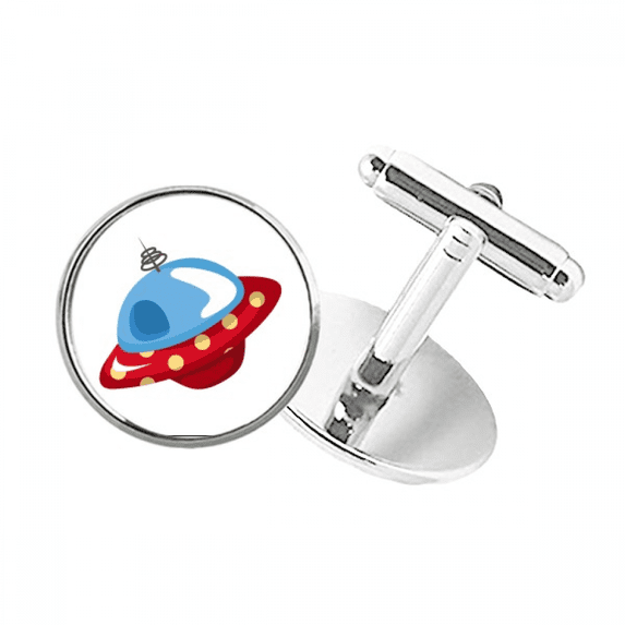 Universe And Alien UFO Round Button Cuff Clip Stud Cufflinks