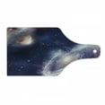 thumbnail image 1 of Universe Cutting Board, Nebula and Planet Cosmic Galactic Outer Space Night Sky Starry Fantasy, Tempered Glass Cutting and Serving Board, Wine Bottle Shape, Navy Blue White Coral, by Ambesonne, 1 of 1
