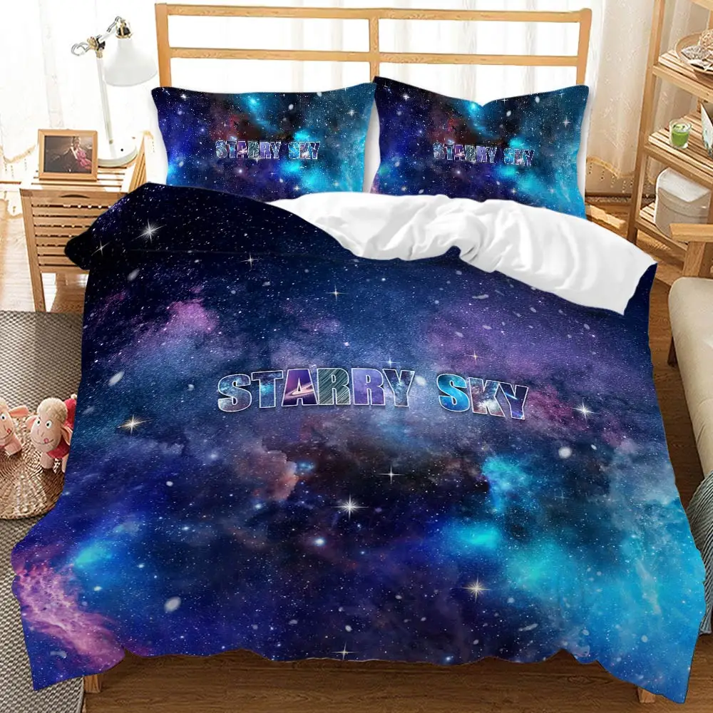 Universe Duvet Cover Set Outer Space Bedding Set Galaxy Twin Polyester ...