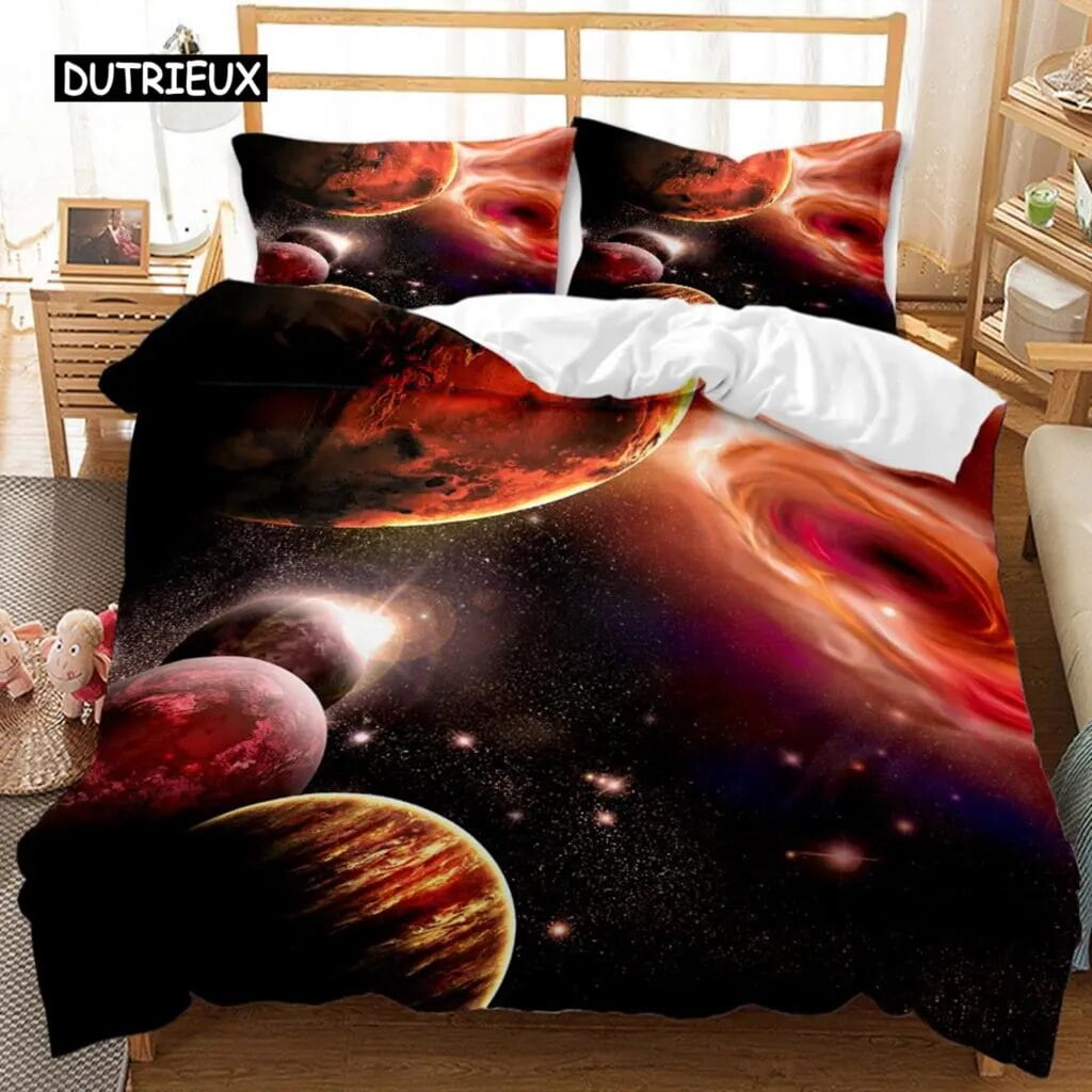 Universe Duvet Cover Set Outer Space Bedding Set Galaxy Twin Polyester