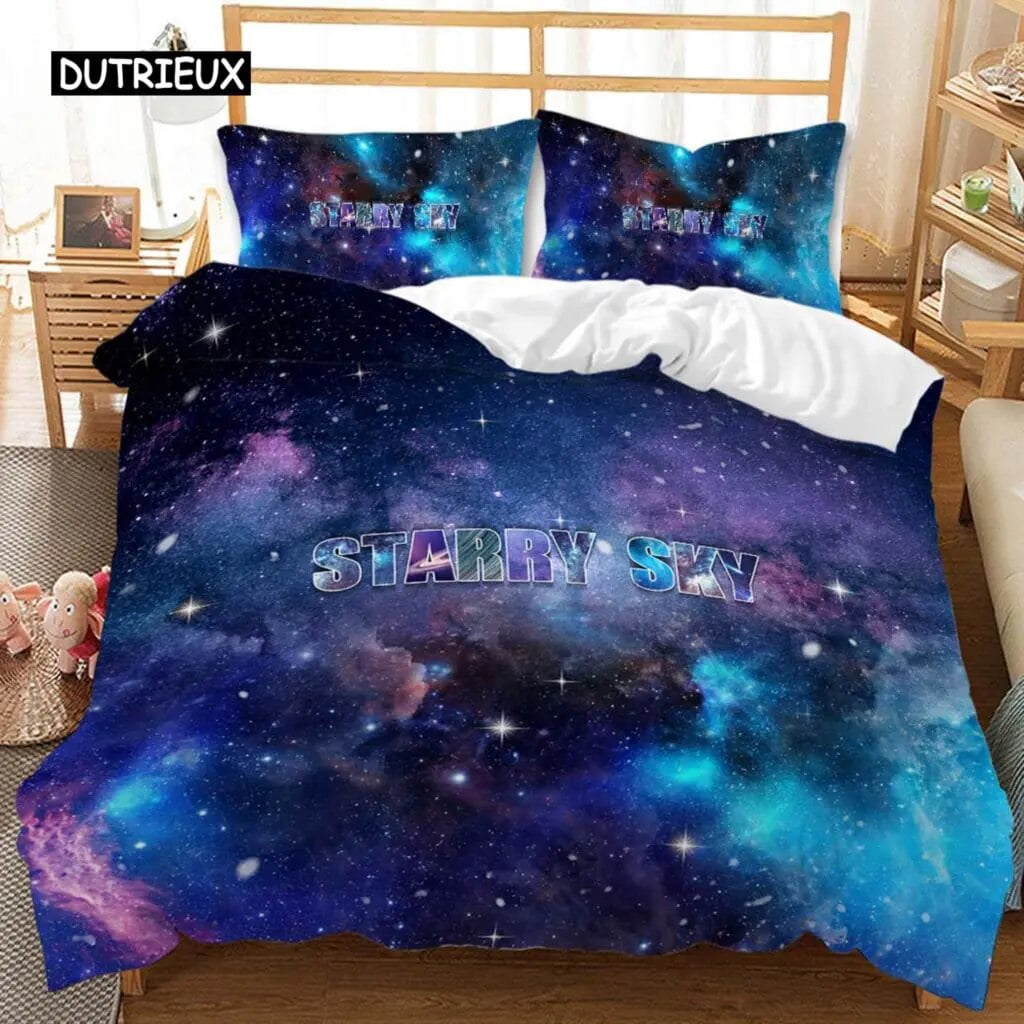 Universe Duvet Cover Set Outer Space Bedding Set Galaxy Twin Polyester
