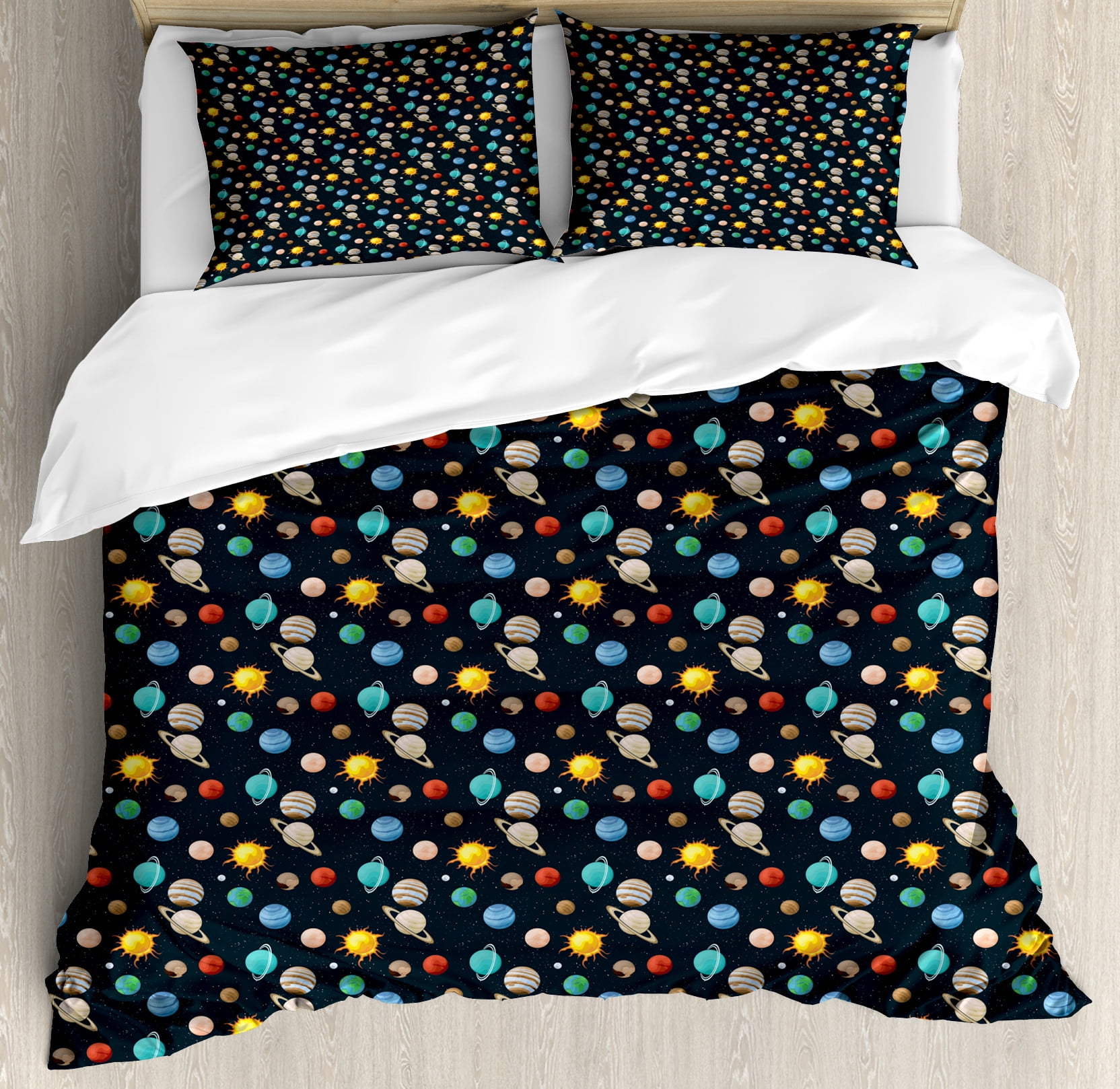 Purple Galaxy Space Moon Earth Print Duvet Cover Bedding Set main image 0