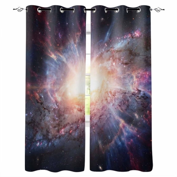 Universe Explosion Blackout Curtains for Bedroom/Living Room, Thermal Insulated Kitchen Curtains, Modern Abstract Galaxy Universe Grommet Darkening Window Treatment Drapes 52"x72"x2