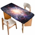 thumbnail image 1 of Universe Explosion Table Cloths for 6 Foot Rectangle Tables, Modern Abstract Galaxy Universe Patio Waterproof Elastic Fitted Tablecloths, Washable Rectangular Table Cover for Camping, 1 of 8