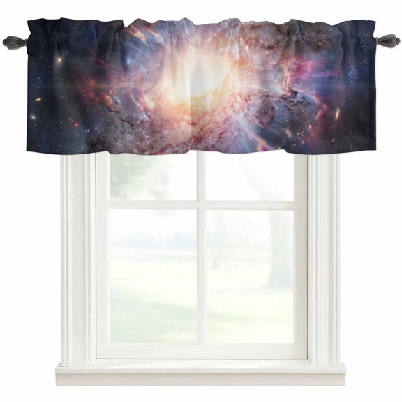 Universe Explosion Valances for Windows Farmhouse Kitchen Curtains Valances Rod Pocket Valance Curtains for Windows Modern Abstract Galaxy Universe Window Valances for Bathroom Bedroom 60"x18"