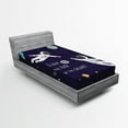 thumbnail image 1 of Universe Fitted Sheet, I Love You to The Edge of The Galaxy Typography with Astronauts, Soft Decorative Fabric Bedding All-Round Elastic Pocket, Twin Size, Navy Blue, by Ambesonne, 1 of 2
