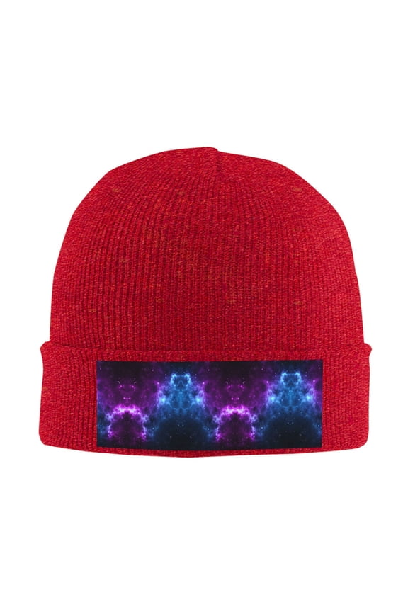 Universe Nebula Galaxy Beanie Hat Knit Hat Skull Cap for Men Women Winter Hat Red