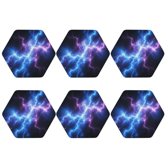 Universe Nebula Galaxy Leather Coasters for Drinks Perfect for Living Room, Kitchen, or Outdoor Use Set of 6 Hexagon