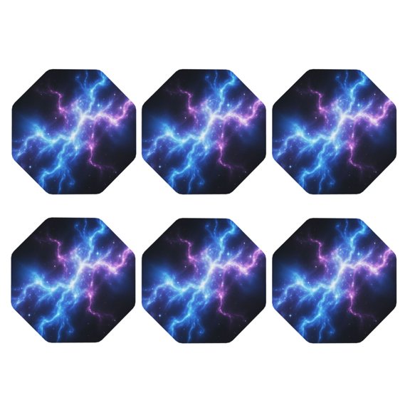 Universe Nebula Galaxy Leather Coasters for Drinks Perfect for Living Room, Kitchen, or Outdoor Use Set of 6 Octagon