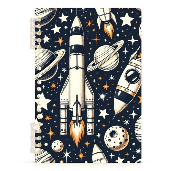 Universe Outer Space Rocket Spiral Journal Notebook College Ruled Notebook 8.3" x 5.7" A5 Lined Thick Paper Page