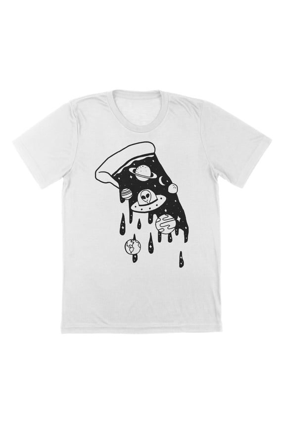 Universe Pizza Drip Humor Graphic White Mens T-Shirt
