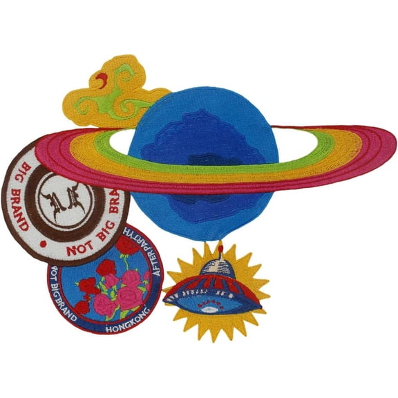 Universe Planet Embroidered Applique Patch Saturn Spacecraft UFO Sew On Patches DIY Sewing Applique for Clothes Repairing Hat Jeans 1 piece