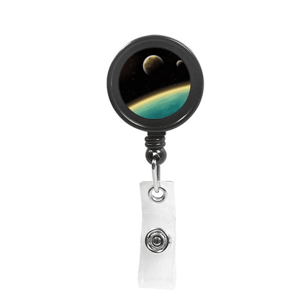 Universe Planet Galaxy Earth Blue Retractable Keychain Badge Holder ID Badge