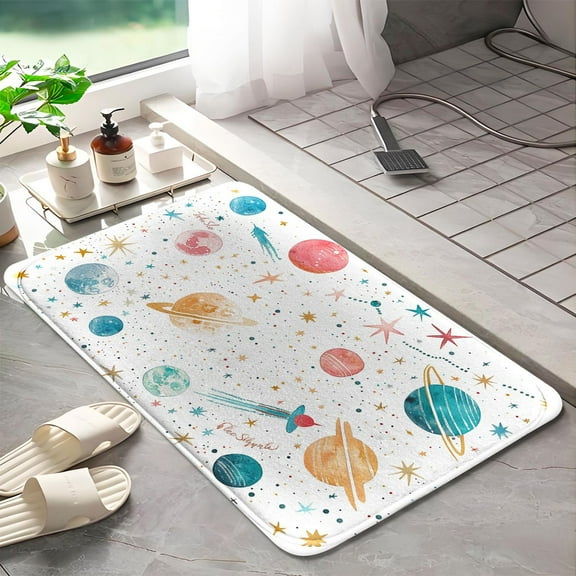 Universe Planets 311 Non-Slip Memory Foam Bath Rug: Absorbent, Quick-Dry, Machine Washable, Soft & Comfortable - S