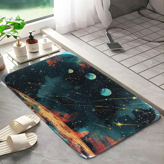 Universe Planets 312 Non-Slip Memory Foam Bath Rug: Absorbent, Quick-Dry, Machine Washable, Soft & Comfortable - S