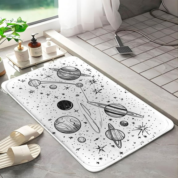 Universe Planets 318 Non-Slip Memory Foam Bath Rug: Absorbent, Quick-Dry, Machine Washable, Soft & Comfortable - S