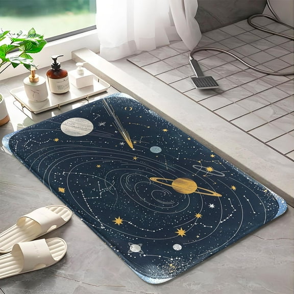 Universe Planets 334 Non-Slip Memory Foam Bath Rug: Absorbent, Quick-Dry, Machine Washable, Soft & Comfortable - S
