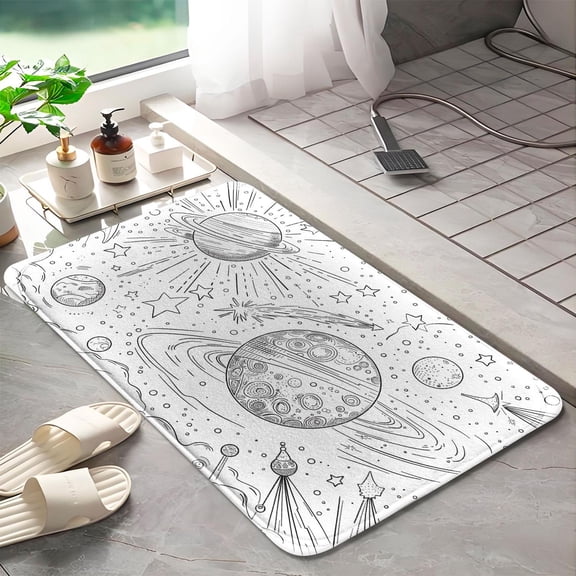 Universe Planets 336 Non-Slip Memory Foam Bath Rug: Absorbent, Quick-Dry, Machine Washable, Soft & Comfortable - S