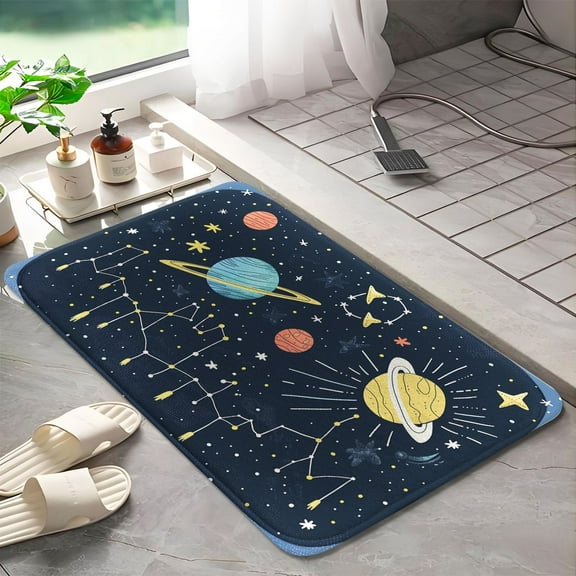 Universe Planets 353 Non-Slip Memory Foam Bath Rug: Absorbent, Quick-Dry, Machine Washable, Soft & Comfortable - S