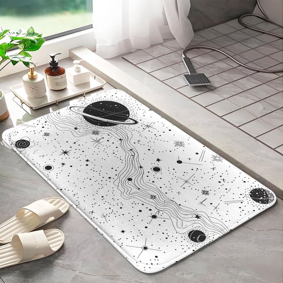 Universe Planets 357 Non-Slip Memory Foam Bath Rug: Absorbent, Quick-Dry, Machine Washable, Soft & Comfortable - S