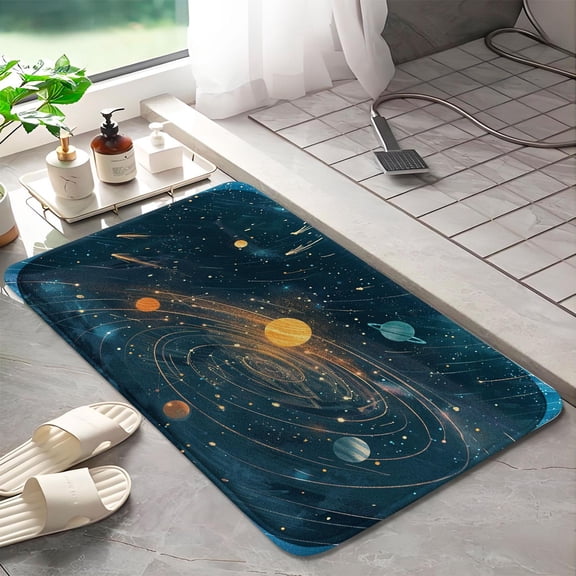 Universe Planets 381 Non-Slip Memory Foam Bath Rug: Absorbent, Quick-Dry, Machine Washable, Soft & Comfortable - S