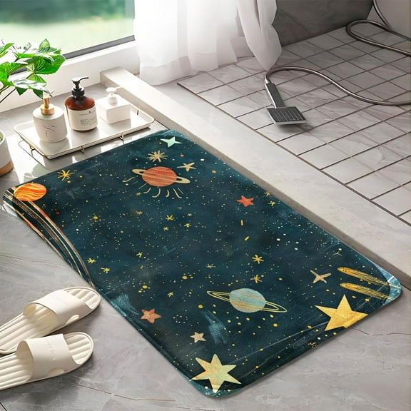 Universe Planets 389 Non-Slip Memory Foam Bath Rug: Absorbent, Quick-Dry, Machine Washable, Soft & Comfortable - S