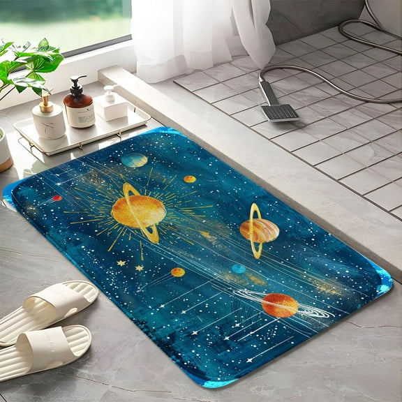 Universe Planets 396 Non-Slip Memory Foam Bath Rug: Absorbent, Quick-Dry, Machine Washable, Soft & Comfortable - S