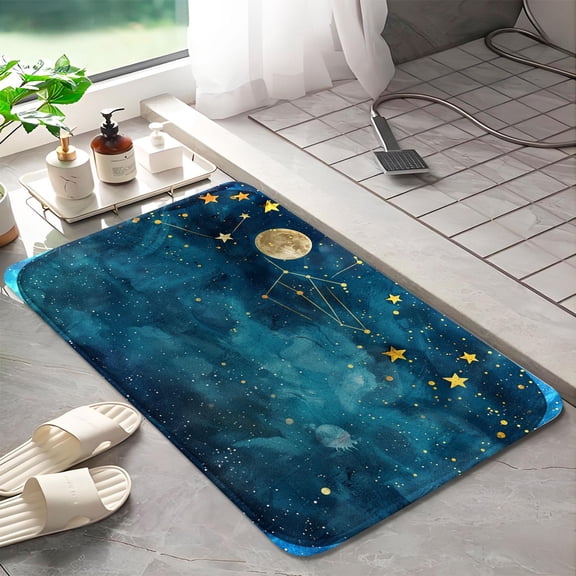 Universe Planets 398 Non-Slip Memory Foam Bath Rug: Absorbent, Quick-Dry, Machine Washable, Soft & Comfortable - S