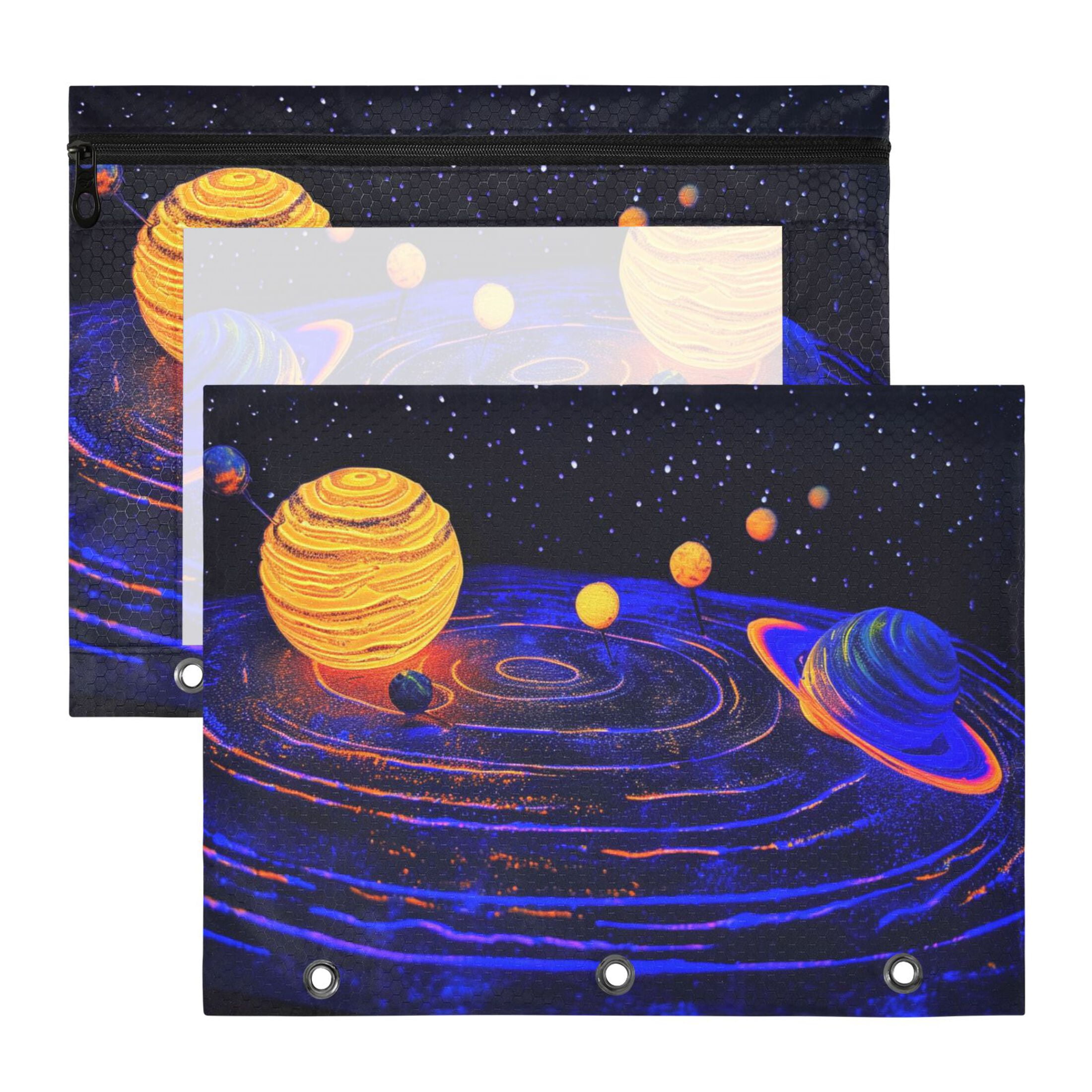 Universe Planets Shining Stars 3-Ring Binder Pouches A4 Size Zipper ...