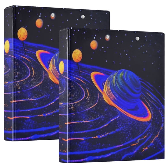 Universe Planets Shining Stars Round Ring Binder 3 Rings 1.5" Capacity File Storage for A4 Size 1 Pack
