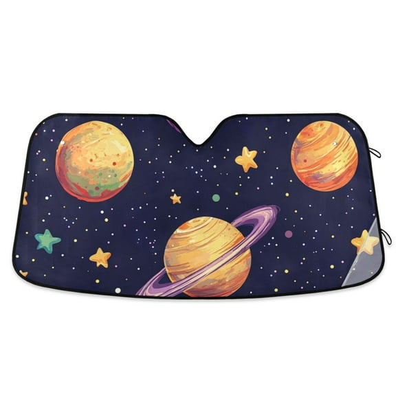 Universe Planets Stars Car Windshield Sun Shade Reflector Sunshade Foldable for Front Keeps Vehicle Cool
