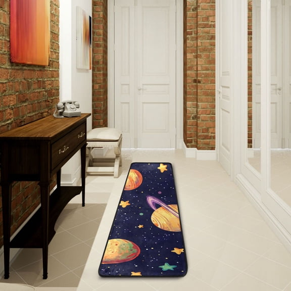 Universe Planets Stars Runner Rug Non Slip 7224 in Ares Rugs for Bedroom Bathroom Living Room