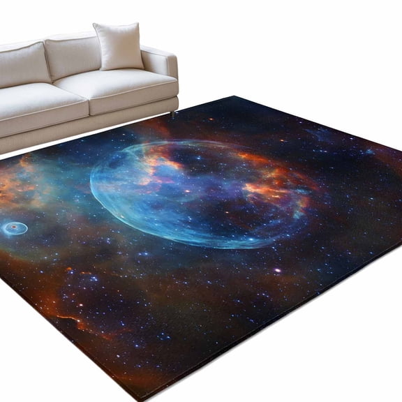 Universe Scenery 8x10ft Non Slip Area Rug Abstract Planet Fantasy Mystic Cosmic Modern Washable Soft Area Rugs for Living Room, Indoor Circle Carpet for Bedroom Dining Room Kitchen