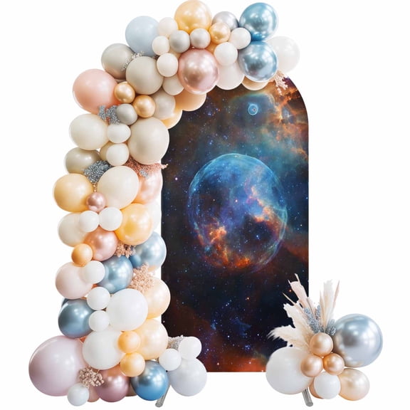 Universe Scenery Arch Backdrop Cover 5 FT Abstract Planet Fantasy Mystic Cosmic Modern Stretchy Elastic Arch Stand Covers Spandex Arched Background Birthday Wedding Party Decoration (No Stand)