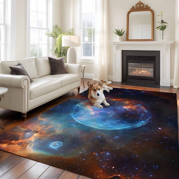 Universe Scenery Large Area Rugs 8x10 ft Abstract Planet Fantasy Mystic Cosmic Modern Washable Rug Non Slip Indoor Carpet Absorbent Floor Mat for Living Room Bedroom Dining Room