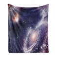 thumbnail image 1 of Universe Soft Flannel Fleece Blanket, Nebula and Planet Cosmic Galactic Outer Space Night Sky Starry Fantasy, Cozy Plush for Indoor and Outdoor Use, 60" x 80", Navy Blue White Coral, by Ambesonne, 1 of 6