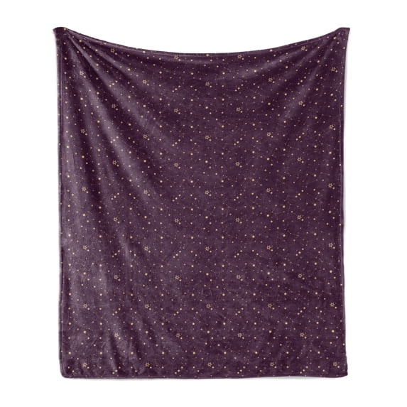 Universe Soft Flannel Fleece Blanket, Repeating Pattern of Constellations Starry Sky Mysterious Cosmos Stars, Cozy Plush for Indoor and Outdoor Use, 70" x 90", Plum and Pastel Brown, by Ambesonne