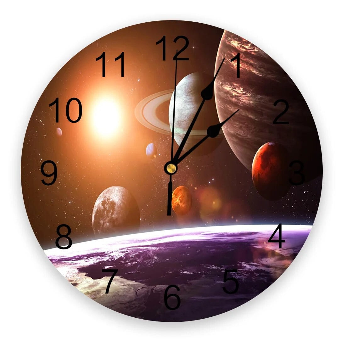 Universe Space Galaxy Earth Wall Clock Home Decor Bedroom Silent Oclock ...